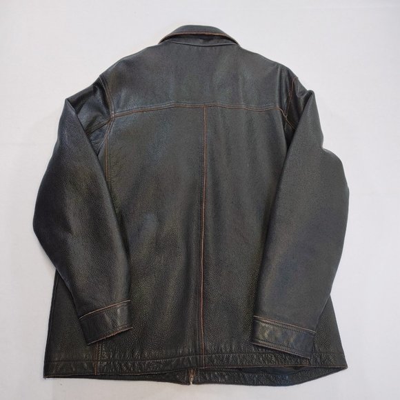 Sonoma Men’s Brown Heavy Leather Jacket Size XL Zip Front Collared Lined - Picture 11 of 13